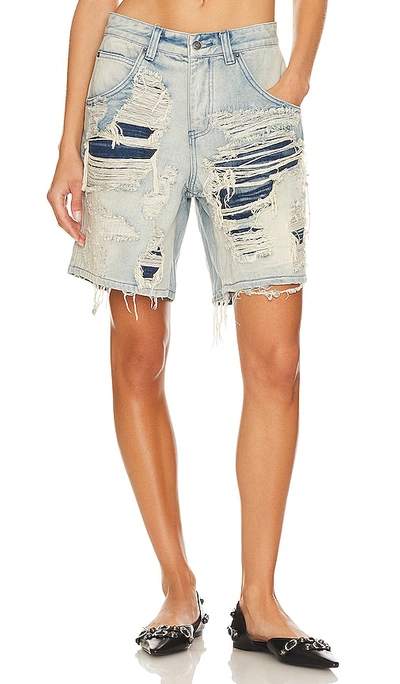Jaded London Distressed Colossus Shorts In Blue