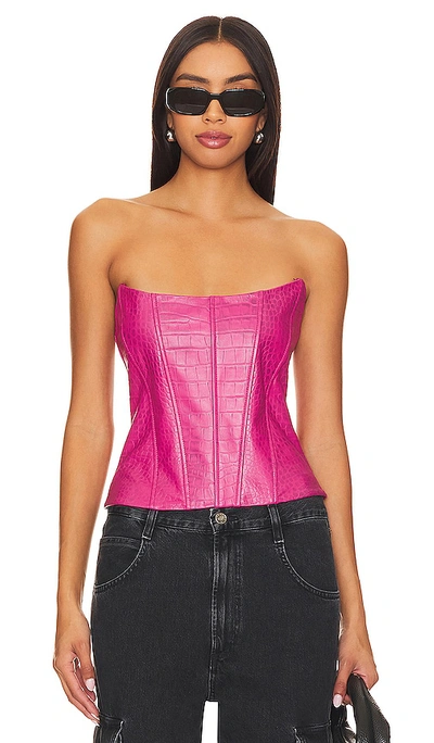 Camila Coelho Kaira Leather Top In Pink