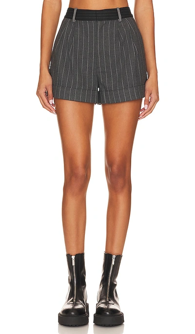 Alice And Olivia Conroy Pleated Cuff Short In Charcoal