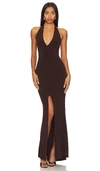 Nookie Illegal Halter Gown In Chocolate
