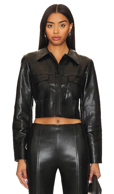 Amanda Uprichard X Revolve Lucas Faux Leather Jacket In Black