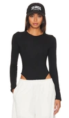 Re Ona Crewneck Long Sleeve Bodysuit In Black