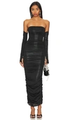More To Come Maddy Ruched Gown In Black