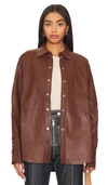 Free People Easy Rider Faux Leather Shirt In Desert Topaz