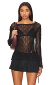 Free People On The Road Twisted Lace Top In Black