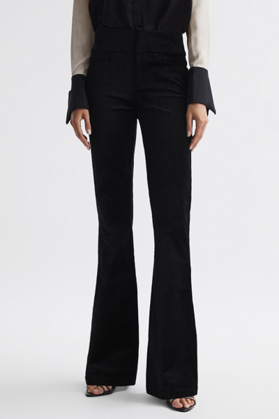 Paige Velvet Flared High Rise Jeans In Black