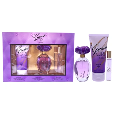 Guess Girl Belle For Women 3 Pc Gift Set 3.4oz Edt Spray, 0.5oz Edp Travel Spray, 6.7oz Body Lotion