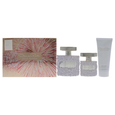 Oscar De La Renta Bella Blanca For Women 3 Pc Gift Set 3.4oz Edp Spray, 3.4oz Body Lotion, 1oz Edp S