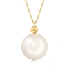 Ross-simons 13-14mm Cultured Pearl Pendant Necklace In 14kt Yellow Gold In White