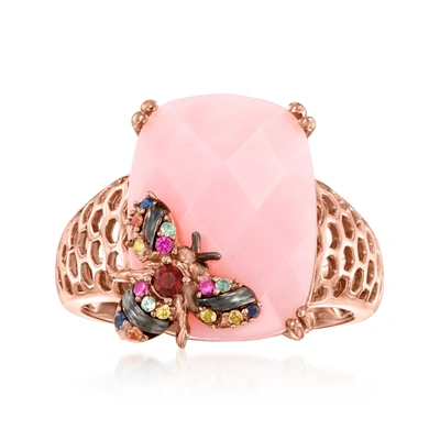 Ross-simons Pink Opal Bumblebee Ring In 18kt Rose Gold Over Sterling In Red