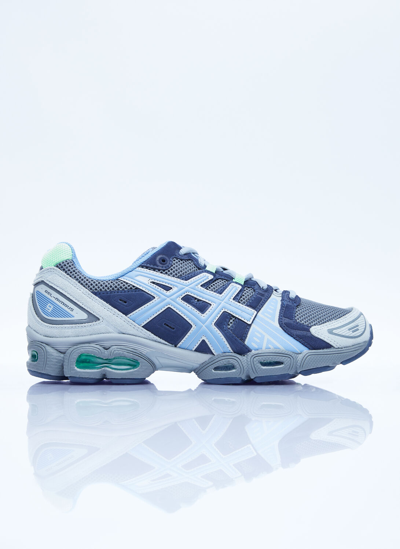 Asics Gel-nimbus 9 Leather And Mesh Trainers In Blue