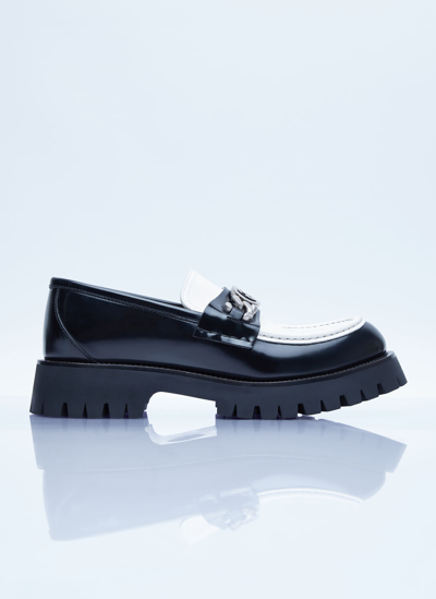 Gucci Interlocking G Chain Leather Loafers In Black