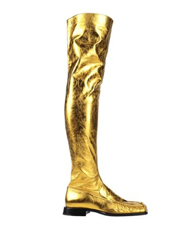 Jil Sander Woman Knee Boots Gold Size 10 Soft Leather