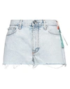 Off-white Woman Denim Shorts Blue Size 28 Cotton In Blue