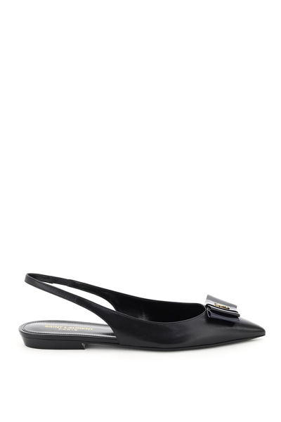 Saint Laurent Anais Slingback Flats In Black