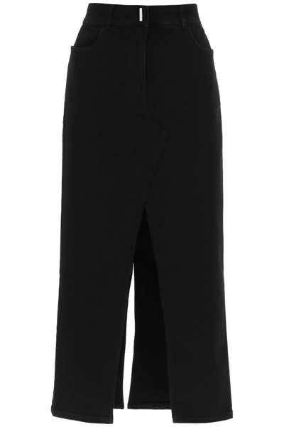 Givenchy Black Slit-detail Denim Maxi Skirt