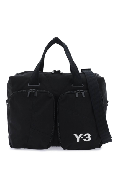 Y-3 Logo-embroidered Duffle Bag In Black