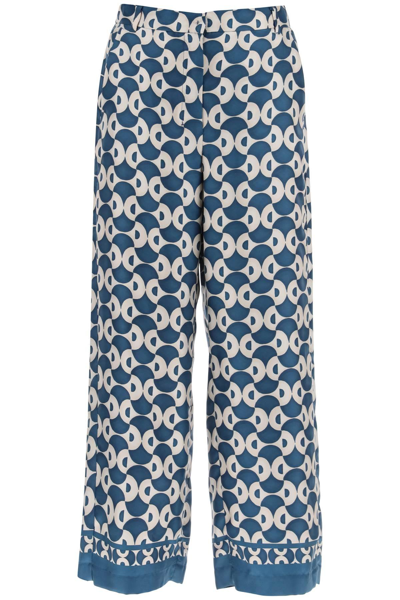 's Max Mara Timep Floral Silk Wide-leg Pants In White,blue