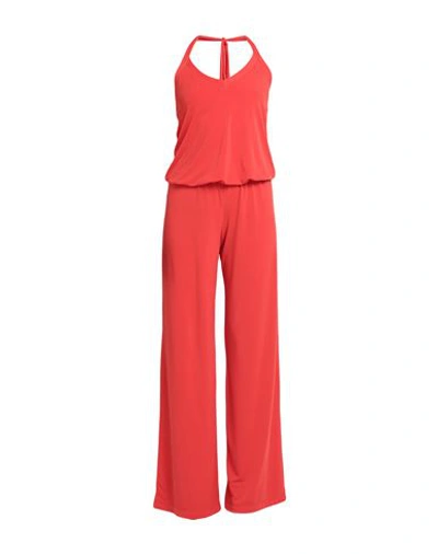 Biancoghiaccio Woman Jumpsuit Coral Size M Polyester, Elastane In Red