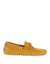 Tod's Man Loafers Mustard Size 10.5 Soft Leather In Yellow
