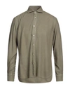 Boglioli Man Shirt Military Green Size 15 ½ Viscose, Cotton