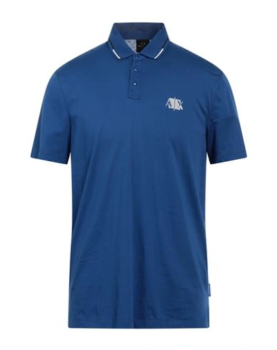 Armani Exchange Man Polo Shirt Blue Size Xxl Cotton