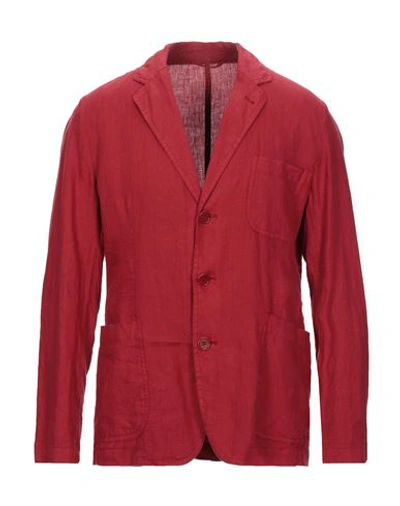 Aspesi Man Suit Jacket Red Size Xxl Linen