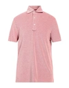 Isaia Man Polo Shirt Coral Size L Cotton In Red