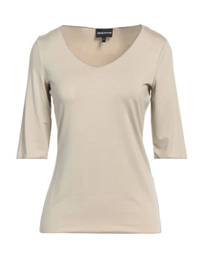 Emporio Armani Woman T-shirt Beige Size 8 Viscose, Elastane