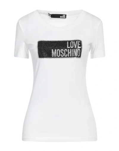 Love Moschino Woman T-shirt White Size 4 Cotton, Elastane