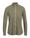 Boglioli Man Shirt Military Green Size 17 Cotton