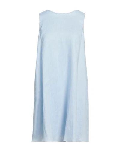 Emporio Armani Woman Short Dress Sky Blue Size 8 Linen