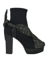 Pollini Woman Ankle Boots Black Size 10 Textile Fibers In Black