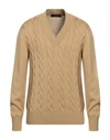 Tagliatore Man Sweater Camel Size 44 Virgin Wool In Beige