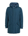 Woolrich Polar High Collar Parka Man Puffer Slate Blue Size S Cotton, Polyamide