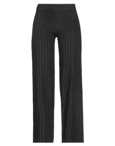 120% Lino Woman Pants Black Size 4 Linen