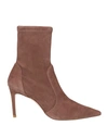 Stuart Weitzman Woman Ankle Boots Brown Size 9.5 Soft Leather In Khaki