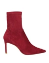 Stuart Weitzman Woman Ankle Boots Burgundy Size 9.5 Soft Leather In Red