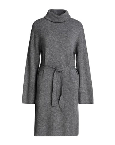 Vila Woman Mini Dress Lead Size M Acrylic, Polyester, Elastane In Grey