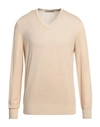 La Fileria Man Sweater Sand Size 42 Virgin Wool In Beige