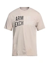 Armani Exchange Man T-shirt Beige Size Xxl Cotton