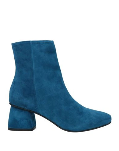 Carmens Woman Ankle Boots Azure Size 11 Soft Leather In Blue