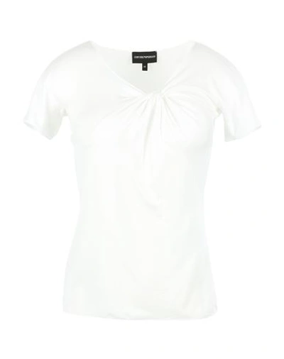 Emporio Armani Woman T-shirt White Size 14 Viscose, Elastane