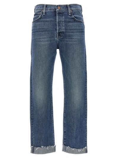 MOTHER THE SCRAPPER CUFF ANKLE FRAY JEANS BLUE