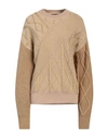 Boutique Moschino Woman Sweater Camel Size 12 Polyamide, Wool, Acrylic, Polyester In Beige