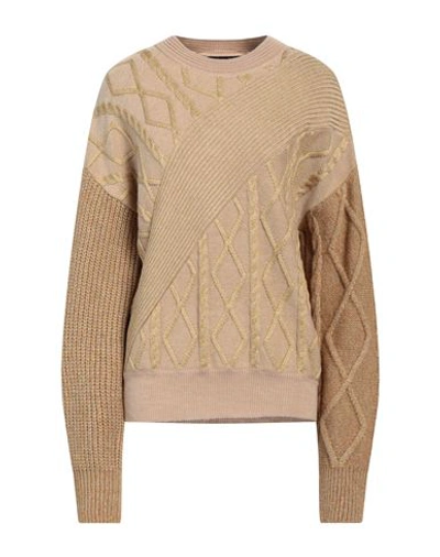 Boutique Moschino Woman Sweater Camel Size 10 Polyamide, Wool, Acrylic, Polyester In Beige