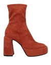 Elena Iachi Woman Ankle Boots Rust Size 10 Textile Fibers In Red