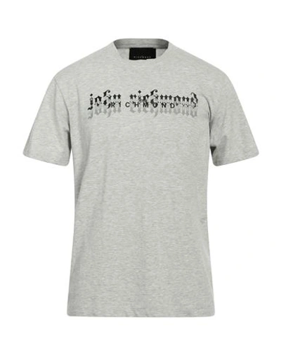 John Richmond Man T-shirt Grey Size M Cotton, Lycra