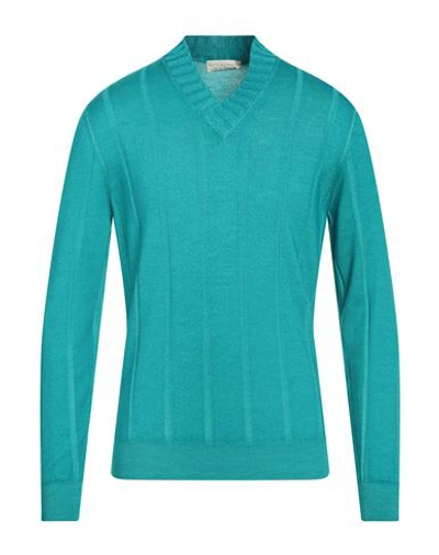 Filippo De Laurentiis Man Sweater Turquoise Size 46 Merino Wool In Blue