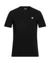 Ea7 Man T-shirt Black Size Xxs Cotton, Elastane
